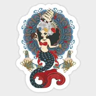 Roсoco mermaid art nouveau Sticker